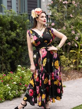 Trashy Diva Long OBI Dress Museum Floral Print 12